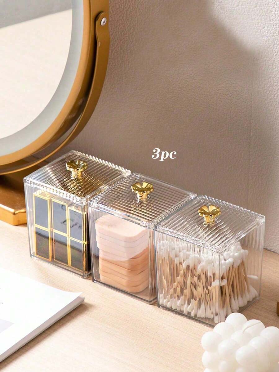 1 Stück staubdichte Make-up Pad Lippenstift Reinigungsstäbchen Aufbewahrungsbox mit Deckel, Make-up Organizer, staubdichte Aufbewahrungsbox - Transparent - Übersicht 1