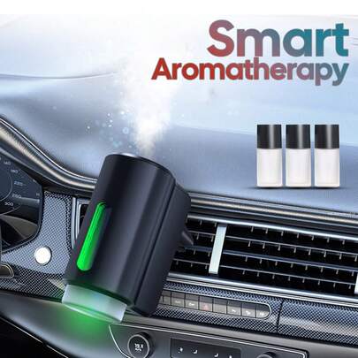 智能车载空气清新剂香薰机 – 持久留香45天，可充电式车载香薰机，3种可调节模式，包含3/6瓶精油（古龙水和海洋香型），男女皆宜的车载配件礼品