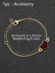 2 piezas Conjunto de relojes de cuarzo para mujer, que incluye 1 reloj de cuarzo con correa de silicona marrón, esfera cuadrada y números arábigos, y 1 pulsera de cadena dorada rosa con forma de corazón borgoña - Marrón - Ver 8