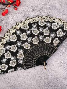 White Hand Fan With Gold Foil Sakura Print, Suitable For Home Use - Multicolor - View 7