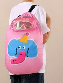 1/2 Pcs Adorable Cartoon Design Waterproof Dry Wet Separated Swim Backpack Large Capacity Lightweight Beach Travel Bag Portable Sports Storage Backpack - Multicolor - View 2