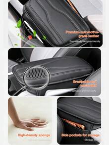 New Universal Car Center Console Sunshade With 2 Storage Pockets - Leather Armrest Box Cover, Waterproof Armrest Box Pad, Armrest Box Cover, Interior Decoration Accessories Suitable For SUV/Pickup/Car, Scratch-Resistant And Wear-Resistant - Style a - View 8