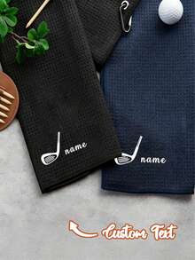 1pc Personalized Golf Towel, Customized Letter Pattern Golf Towel, Golf Gift, Customized Sports Towel, High Quality Quick Dry Golf Elements, Floral Name Golf Towel, With Hook, Personalized Golf Gift For Dad, Best Gift For Men, Father's Day Gift - Multicolor - View 10