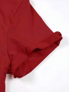 Áo thun 100% cotton in hai mặt - Nghệ thuật Geisha Nhật Bản và hoa anh đào, thích hợp mặc thường ngày mùa xuân hè, đi biển, dự tiệc, tốt nghiệp, dáng rộng cho nữ. - Đỏ - Xem 7