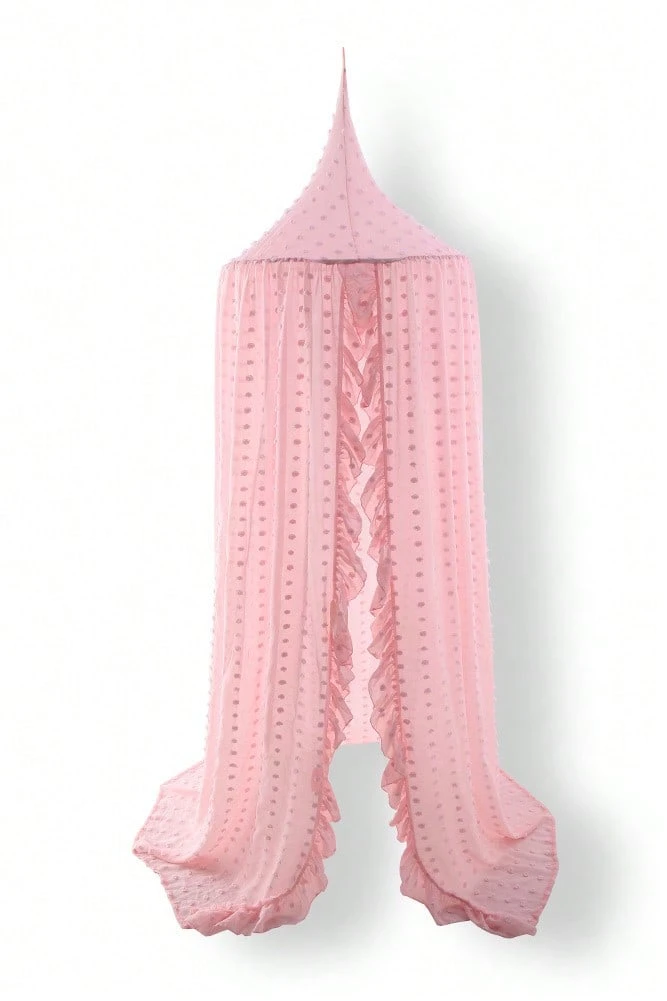 Baby Bed Canopy – Hanging Mosquito Net, Play Tent, Kids' Room Decor – Fabric Bed Accessory With Lace Trim (60 X 240 Cm) - Baby Pink - View 1