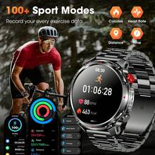 Đồng hồ thông minh thể thao ngoài trời nam GUHUAVMI 2026 mới, pin dung lượng lớn 1100mAh, màn hình cảm ứng HD 360*360 1.7 inch, tích hợp gọi điện không dây, trợ lý giọng nói, chức năng nhắc nhở, đèn pin LED mạnh, chống nước IP68, đồng hồ, nhiều chế độ thể thao, la bàn, theo dõi chuyển động, theo dõi thể dục với đếm bước, quãng đường, lượng calo, vòng đeo tay thể thao dành cho nam, thân máy hợp kim cường độ cao, thiết kế ngoại hình thời trang, tương thích với iPhone, món quà tuyệt vời. - Xem 11