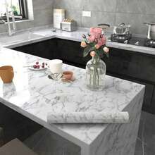 1卷自粘墙纸，白色大理石纹理，防水，可移除，不留残胶，防油，耐刮擦，易于粘贴，光泽简约奢华高级饰面，适用于厨房台面、橱柜、浴室盥洗台、墙面、家具翻新。 - 水墨畫 - 查看 14