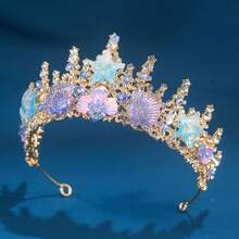 Women's Shiny Mermaid Starfish Hair Accessories - Diamond-Encrusted Princess Crown With Vibrant Seashell And Butterfly Patterns, Ideal For Celebrations And Special Occasions,Beach Clothing Outfits,Summer Accessories - Multicolor - View 8