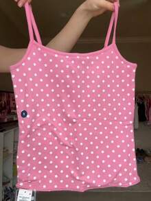 Women's Y2k Dots Print Camisole Spaghetti Strap Slim Fit Cami Tops Summer Cute Tops For Going Out Casual Everyday Wear Back To School Outfits - 粉色 - 查看 6