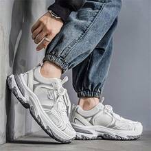 男士耐穿厚底鞋，韩国高品质厚底运动鞋，透气柔软网面鞋面设计户外休闲运动鞋 - 米色 - 查看 6