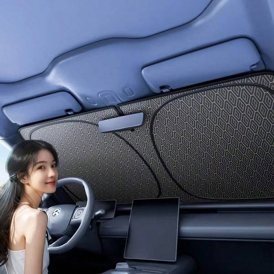 Tấm che nắng kính chắn gió ô tô có thể gập lại, tấm che nắng phản quang chống tia UV dày 5 lớp, tấm chắn bảo vệ cửa sổ trước dày có thể gập lại chống tia UV