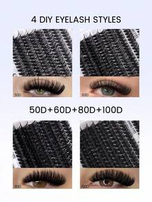 640/624/60 Cluster False Eyelashes, Personal Eyelash Book, High Capacity False Eyelashes, 9-16mm Mixed Length Eyelash Set, Beginner DIY Home Eyelash Extension Kit, Eyelash Cluster, Personal False Eyelashes, Suitable For Daily Commute, Dates, Music Festivals, Enlarges Eyes - D - View 6