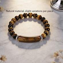 1条男士天然宝石手链，适合日常佩戴 - 咖啡棕 - 查看 4