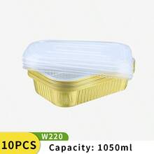 10pcs Gold Rectangular Aluminum Foil Baking Trays, Thick & Durable, Suitable For High-End Party, Wedding, Baking, Takeout Packaging, Oven-, With Or Without Lids - Gold - View 12