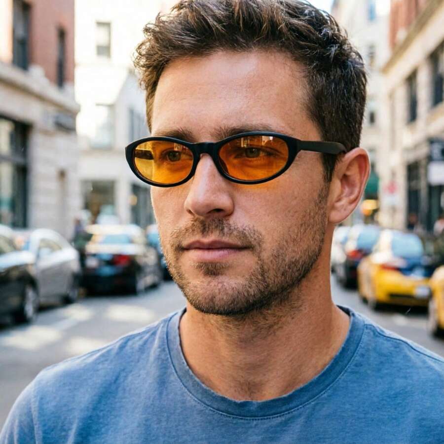 1 Pair Men's Fashion Acrylic Glasses, Street Hip-Hop Style, Brown Rectangular Frame, Suitable For Vacation, Outdoor Activities And Street Wear