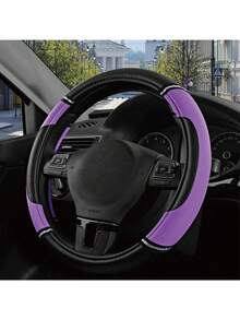 1 pieza Funda de volante de cuero para automóvil, protector de volante antideslizante de cuero de microfibra transpirable, ajuste universal para la mayoría de los automóviles - Diamante - Ver 14