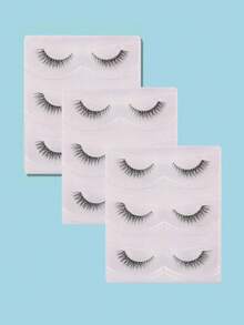 3 Pairs Natural Transparent Stem False Eyelashes, Gift For Women - Black - View 11