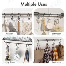 Black Shower Curtain Hooks Ring, 12 Pcs Double Sided Shower Hooks, Rust Proof Metal Shower Hooks For Bathroom, Anti-Drop Shower Rings For Shower Curtain & Liners - Black - View 6