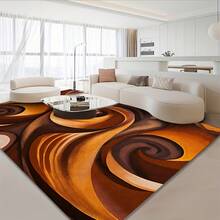 Abstract Swirl Pattern Carpet, Featuring Brown And Orange As The Main Colors, Is Machine Washable, Soft, Lightweight, And Suitable For Bedrooms, Living Rooms, Offices, Indoor Playrooms. It Is As Soft As A Gentle Caress, Suitable For Christmas, Halloween, Thanksgiving, Father's Day, Mother's Day, Graduation Season, Independence Day, And Day Of The Dead - 簡約款 - 查看 5