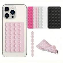 Giá đỡ điện thoại bằng silicon kiểu giác hút, 28 giác hút riêng biệt không cần keo dán, có thể tái sử dụng, hai mặt, thích hợp dùng khi trang điểm, tập thể dục, tắm, lái xe, nhà bếp. Quà tặng mùa xuân. - Nhiều màu - Xem 2