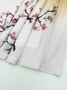 女款優雅法式長裙，層次網紗花卉裙擺，春夏新款花卉印花，適合早午餐，秋季服飾 - 黃色 - 查看 9