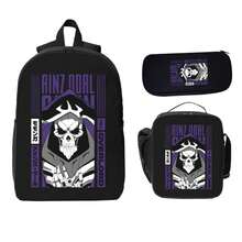 Camiseta De Ainz Ooal De Overlord Con Líneas Spacious Backpack With Padded Laptop Compartment. Lunch Cooler Keeps Meals Fresh. Pencil Pouch With Multiple Compartments. One-Click Back To School Season Solution - 黑色 - 查看 2