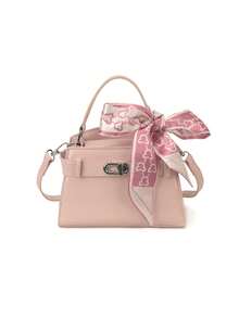 Elegant Fashion New Spring/Summer Stone Texture Handbag, Exquisite Retro High-End Silk Scarf Shoulder Bag, Unique Design High-Quality Women's Crossbody Bag, Suitable For Dates, Dining, Shopping And Photography - Pink - View 8