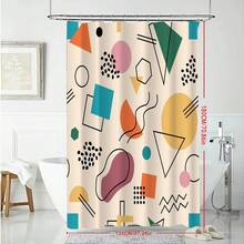 1pc Geometric Line Art Spring Style Shower Curtain, Modern Painting-Like Design, Unique Home Gift, Gift For Friends, Machine Washable, All-Season Use, Bathroom Decor - Multicolor - View 5