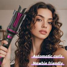 32毫米自动卷发棒（赠品：1个梳子、1个鸭嘴夹、2个夹子），智能数字显示屏，6档温度设置，适合各种发质，透明盖设计，防烫卷发棒 - 彩色 - 查看 7