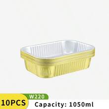 10pcs Gold Rectangular Aluminum Foil Baking Trays, Thick & Durable, Suitable For High-End Party, Wedding, Baking, Takeout Packaging, Oven-, With Or Without Lids - Gold - View 13