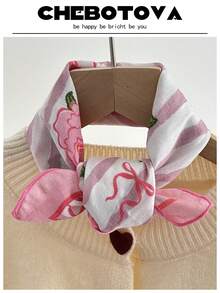 1pc Women Spring/Summer New Soft Silk Feeling Bohemian Small Square Scarf, Skin-Friendly, Versatile Floral Print Neckerchief, Headband For Dress - Multicolor - View 45