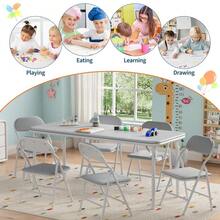 Juego de mesa y sillas plegables ultrasuaves y acolchadas de 5 piezas para niños – Muebles portátiles para actividades infantiles – Plegables para sala de estudio, comedor, guardería. - Gris - Ver 4