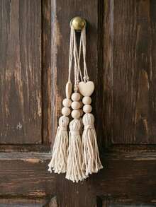 2/4 piezas Corona de cuentas de madera, Decoración de cuentas y borlas de madera, Borlas de cuentas de estilo rústico, Decoración de cuentas de estilo campestre - Multicolor - Ver 3