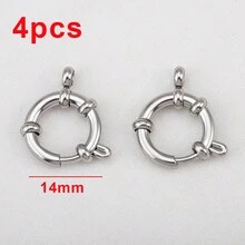 4 Peças Fecho de Mola Redondo de Aço Inoxidável Ajustável, Ganchos de Pressão Náuticos Multifuncionais Ajustáveis, Acessórios Conectores de Joias para Fazer Colar, Pulseira, Tornozelo DIY - fivela de aço inoxidável - Visão 15
