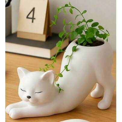 1 chiếc bình hoa hình mèo, thích hợp để đặt trên bàn phòng khách làm vật trang trí nhà cửa.