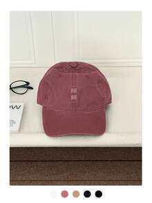 1pc Retro Letter Embroidery Soft Curved Brim Baseball Cap, Big Head Friendly - N H Letters - View 14