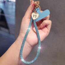 1 pieza Llavero de cristal de lujo, Cordón para teléfono con rhinestones, Correa de muñeca brillante, Elegante llavero con dije, Accesorio para bolso, Dije para teléfono - Multicolor - Ver 14