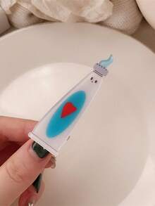 3件套创意仿真牙刷牙膏三件套发夹甜美女孩爱心卡通刘海夹鸭嘴夹一字夹发夹趣味时尚礼物发饰套装 - 彩色 - 查看 4