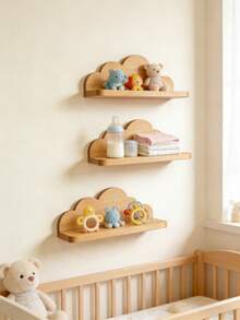Cloud-Shaped Wooden Children's Storage Rack, Suitable For Storing Various Kids' Items In Living Room, Bedroom And Other Spaces - Multicolor - View 9