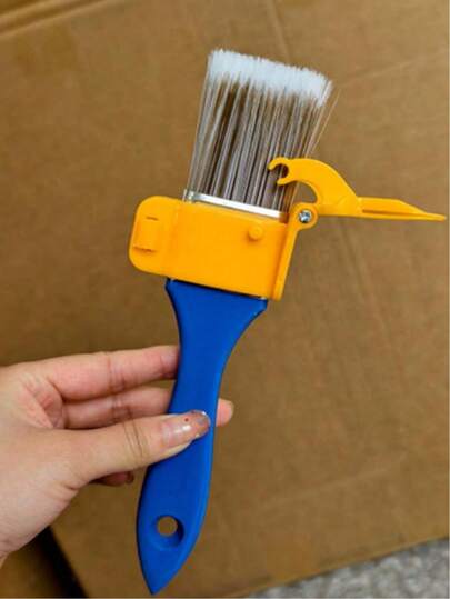 1 Set Multi-Functional Edging Brush Kit, Manual Painting Tool (Batteries Not Included), Plastic Handle With Neat Bristles, Wooden Handle, Suitable For Decorating Walls, Ceilings, Window Frames And Narrow Surfaces