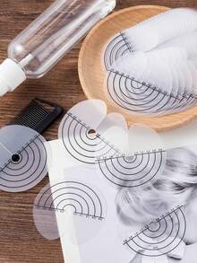 圆形接发垫模板，带保护带和刻度尺，单孔粘性保护垫，透明耐热垫工具套装，带粉色手柄钩针 - 彩色 - 查看 4