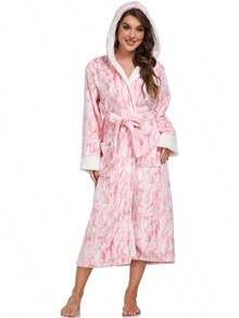 Bathrobe - Pink Fleece Lining. - View 1