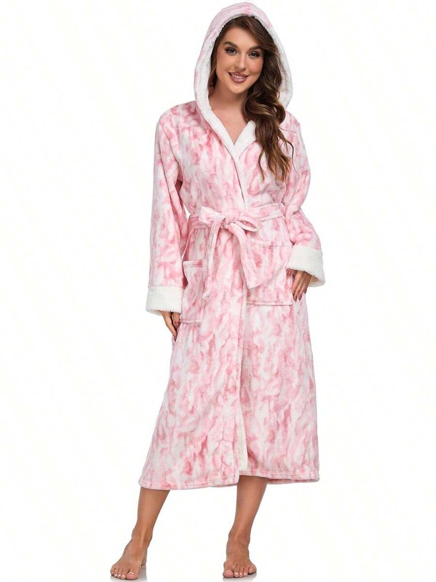 Bathrobe - Pink Fleece Lining. - View 1