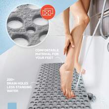 Suction-Cup-Equipped Non-Slip Mat With Round Holes For Quick-Drying Shower Mats Featuring Massage Rings. Essential For Hotels, Homes, And Bathrooms. Massage Bath Mat. Durable Shower Mat. Slip-Resistant, Perforated, Suction-Cup Floor Mat. - A - View 2