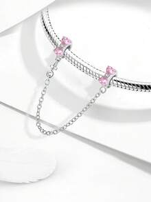 1件925纯银优雅安全链吊坠，适合女士手链/手镯DIY饰品制作，约会礼物，精致女士饰品 - 串珠2 - 查看 5