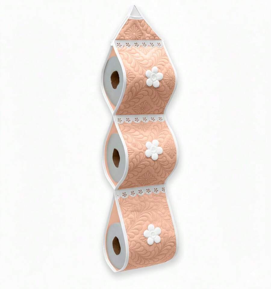Toilet Paper Holder Charme 3 Rolls Quilted Ultrasonic And Trimmings - 乾枯玫瑰色 - 查看 1