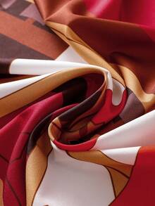 和服式印花七分袖睡袍，红色蝴蝶结宽松轻薄开衫 - 紅色 - 查看 8