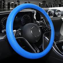 1pc Embossed PU Leather Patchwork Car Steering Wheel Cover, Non-Slip, Breathable, Universal 15 Inch (Approx. 38cm) - Multicolor - View 3
