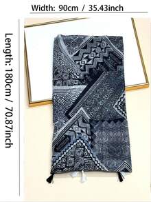 1 chiếc khăn quàng cổ nữ đơn giản in họa tiết, khăn quàng cổ thời trang, khăn choàng chống nắng đi biển mới, khăn choàng chất liệu giả vải lanh dành cho nữ. - Nhiều màu - Xem 2