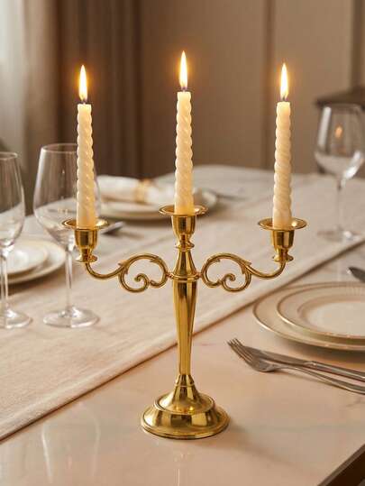 1pc French Retro Three-Head Candlestick,Candle Holder/Candle Holders Wide Round Base Candlestick,Candle Holder,Centerpiece,Wedding Decor,Living Room Decor, Suitable For Weddings, Home Decoration, Wedding Arrangements, Candlelight Dinners, Christmas Parties, Table Center Decorations, Outdoor Garden Arrangements. It Can Also Be Used As Housewarming Gifts, Wedding Gifts, Anniversary Gifts, Birthday Gifts And Mother's Day Gifts.